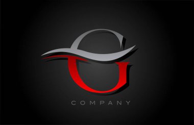 Kırmızı ve gri G alfabesi harf logosu tasarımı. Şirket ve iş için Swoosh ile yaratıcı simge şablonu