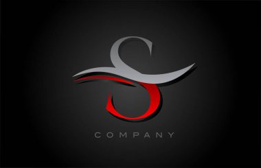 Kırmızı ve gri alfabe harf logosu tasarımı. Şirket ve iş için Swoosh ile yaratıcı simge şablonu