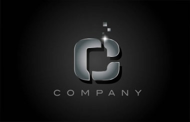 Pembe C alfabesi harf simgesi tasarımı. Noktalı iş için yaratıcı şablon