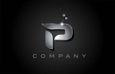 Pembe P alfabesi harf simgesi tasarımı. Noktalı iş için yaratıcı şablon