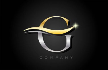 Altın rengi gri G alfabesi harf logosu tasarımı. Şirket ve iş dünyası için yaratıcı simge şablonu