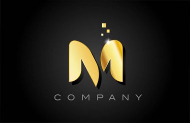 Metal altın harfli alfabe simge tasarımı. Noktalı iş için yaratıcı şablon