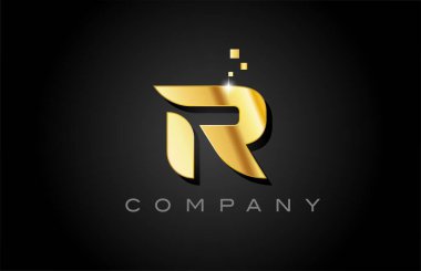 Metal altın alfabe harfi logo ikonu tasarımı. Noktalı iş için yaratıcı şablon