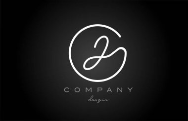 Siyah-beyaz J alfabe harfleri simge tasarımı. İş ve şirket için el yazısı yaratıcı şablon