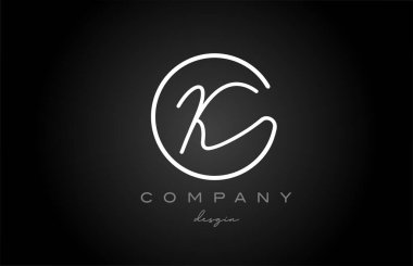 siyah ve beyaz K alfabe harfi logo simgesi tasarımı. İş ve şirket için el yazısı yaratıcı şablon
