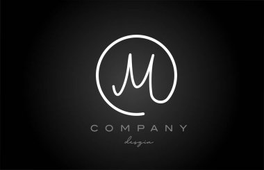 siyah ve beyaz M alfabe harfleri simge tasarımı. İş ve şirket için el yazısı yaratıcı şablon