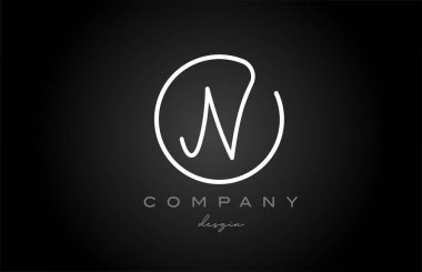 siyah ve beyaz N alfabe harfi logo simgesi tasarımı. İş ve şirket için el yazısı yaratıcı şablon