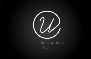siyah ve beyaz U alfabe harfleri simge tasarımı. İş ve şirket için el yazısı yaratıcı şablon