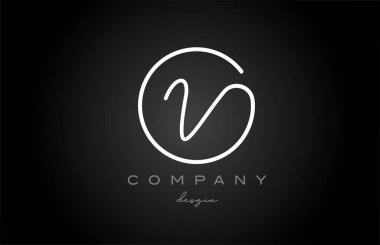 siyah ve beyaz V alfabe harfleri simge tasarımı. İş ve şirket için el yazısı yaratıcı şablon