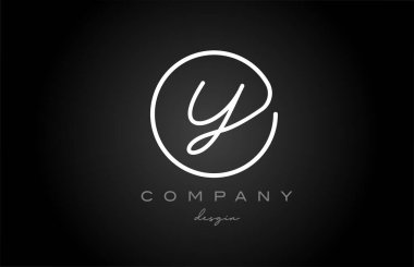 siyah ve beyaz Y alfabe harfleri simge tasarımı. İş ve şirket için el yazısı yaratıcı şablon