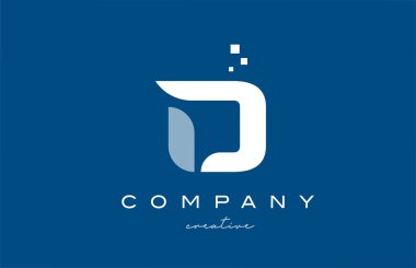 D alfabesi harfi logo ikonu tasarımı. Şirket ve iş için mavi beyaz yaratıcı şablon