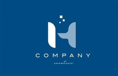 H alfabesi harfi logo simgesi tasarımı. Şirket ve iş için mavi beyaz yaratıcı şablon