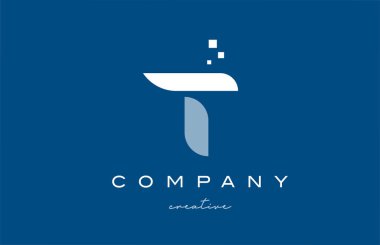 T alfabesi harfi logo ikonu tasarımı. Şirket ve iş için mavi beyaz yaratıcı şablon