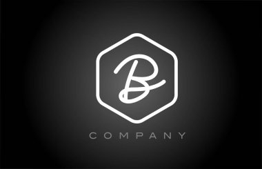 Altıgen siyah ve beyaz alfabe harfi logo ikonu tasarımı. İş ve şirket için yaratıcı şablon