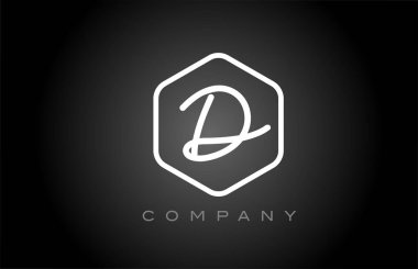 Altıgen siyah-beyaz alfabe harfi logo ikonu tasarımı. İş ve şirket için yaratıcı şablon