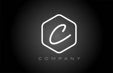 Altıgen siyah ve beyaz alfabe harfi logo ikonu tasarımı. İş ve şirket için yaratıcı şablon