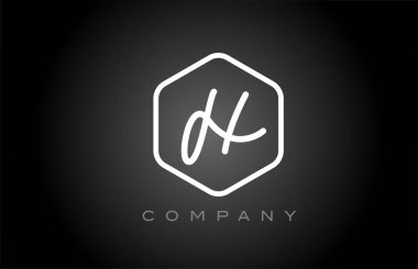 Altıgen siyah ve beyaz alfabe harfi logo ikonu tasarımı. İş ve şirket için yaratıcı şablon