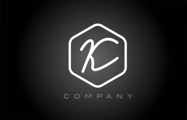 Altıgen siyah ve beyaz alfabe harfi logo ikonu tasarımı. İş ve şirket için yaratıcı şablon