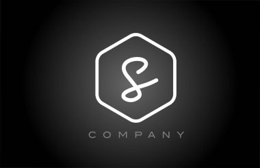 Alfabedeki siyah-beyaz S harfli simge tasarımı. İş ve şirket için yaratıcı şablon