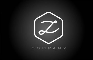 Altıgen siyah ve beyaz Z alfabe harfi logo ikonu tasarımı. İş ve şirket için yaratıcı şablon
