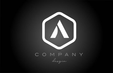 Siyah ve beyaz bir altıgen alfabe harfi logo ikonu tasarımı. İş ve şirket için yaratıcı şablon