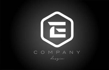 E siyah ve beyaz altıgen alfabe harfi logo ikonu tasarımı. İş ve şirket için yaratıcı şablon