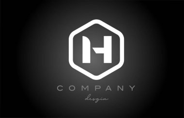 H siyah ve beyaz altıgen alfabe harfi logo ikonu tasarımı. İş ve şirket için yaratıcı şablon