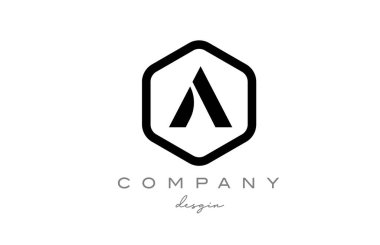 siyah ve beyaz alfabe harfli simge simgesi tasarımlı altıgen. Şirket ve iş için yaratıcı şablon
