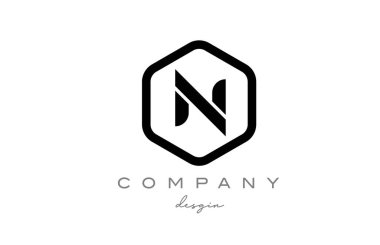 siyah ve beyaz alfabe harfi logo simgesi tasarımlı altıgen. Şirket ve iş için yaratıcı şablon