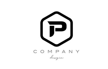 siyah ve beyaz alfabe harf simgesi simgesi tasarımlı altıgen. Şirket ve iş için yaratıcı şablon