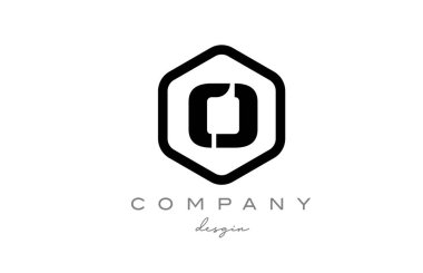 siyah ve beyaz O alfabe harfi logo simgesi tasarımlı altıgen. Şirket ve iş için yaratıcı şablon
