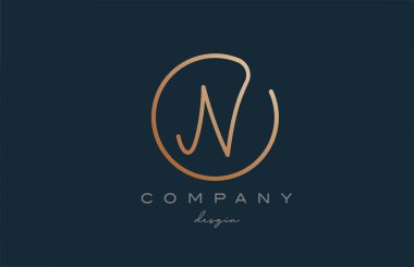Kahverengi, N alfabesi harfi simge tasarımına katıldı. İş ve şirket için el yazısı bağlantılı yaratıcı şablon