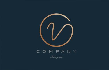 Kahverengi, V alfabesi harfi simge tasarımına katıldı. İş ve şirket için el yazısı bağlantılı yaratıcı şablon