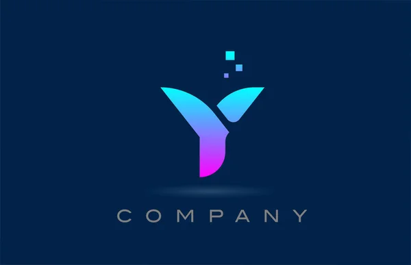 ピンクブルーYアルファベット文字のロゴアイコンデザイン 点と企業やビジネスのための創造的なテンプレート — ストックベクタ