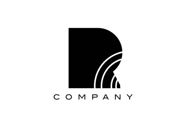 Noir Blanc Géométrique Lettre Alphabet Logo Icône Design Modèle Créatif — Image vectorielle