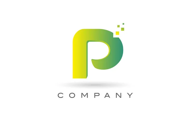 Alfabetet Bokstav Logotyp Ikon Design Med Grön Prick Kreativ Mall — Stock vektor