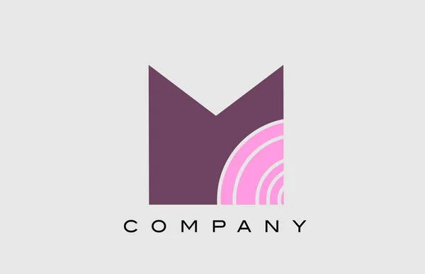 几何M字母表图标设计 粉红色彩的公司和企业的创意模板 — 图库矢量图片