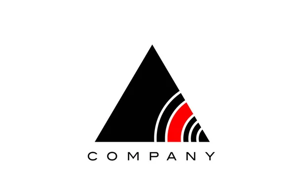 Une Lettre Alphabet Géométrique Noir Rouge Logo Icône Design Modèle — Image vectorielle