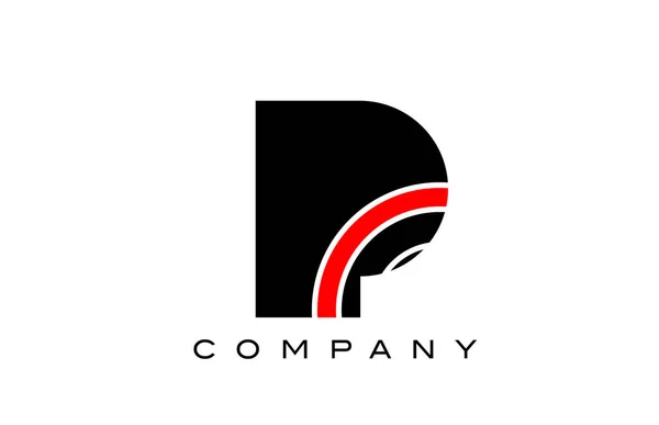 Noir Rouge Lettre Alphabet Géométrique Logo Icône Design Modèle Créatif — Image vectorielle