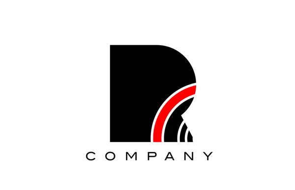Lettre Alphabet Géométrique Noir Rouge Logo Icône Design Modèle Créatif — Image vectorielle