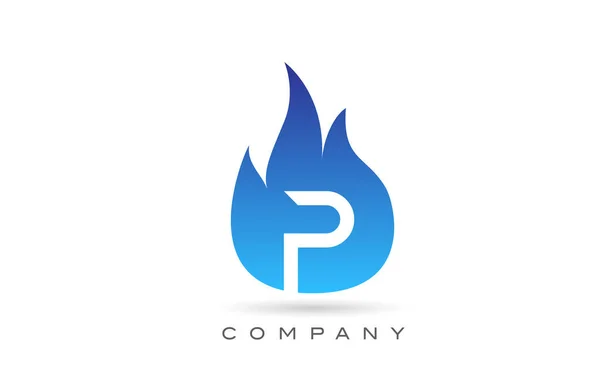 Fogo Azul Chama Alfabeto Letra Logotipo Design Modelo Ícone Criativo — Vetor de Stock