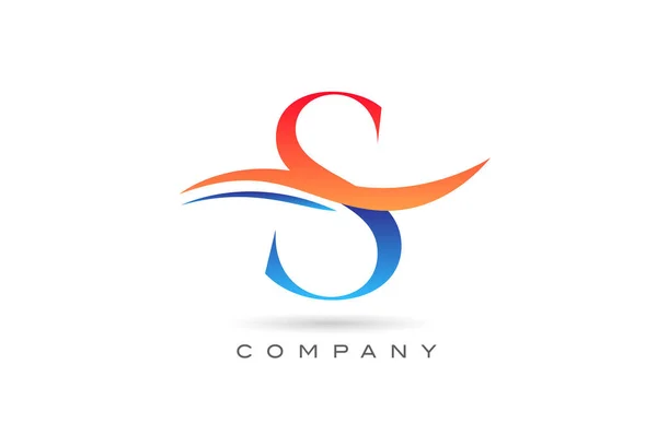 Arancio Blu Alfabeto Lettera Logo Design Modello Icona Creativa Aziende — Vettoriale Stock