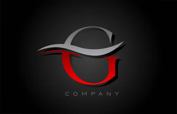 Lettre Alphabet Rouge Gris Logo Design Modèle Icône Créative Pour — Image vectorielle