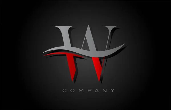 Logo Lettre Alphabet Rouge Gris Design Modèle Icône Créative Pour — Image vectorielle