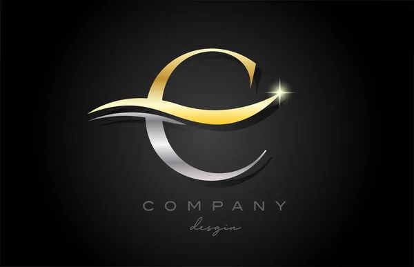 Ouro Cinza Alfabeto Letra Logotipo Design Modelo Ícone Criativo Para — Vetor de Stock