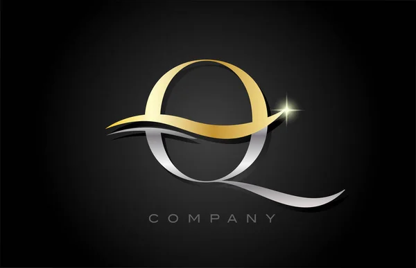 Zlatá Šedá Abeceda Písmenko Logo Design Šablona Kreativní Ikony Pro — Stockový vektor