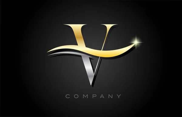Gold Grey Alphabet Letter Logo Design Creative Icon Template Company — ストックベクタ