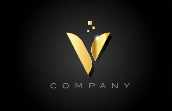 Metallo Oro Alfabeto Lettera Logo Icona Design Modello Creativo Business — Vettoriale Stock