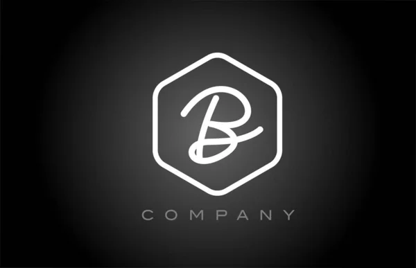 Hexagon Black White Alphabet Letter Logo Icon Design Creative Template — Stock Vector