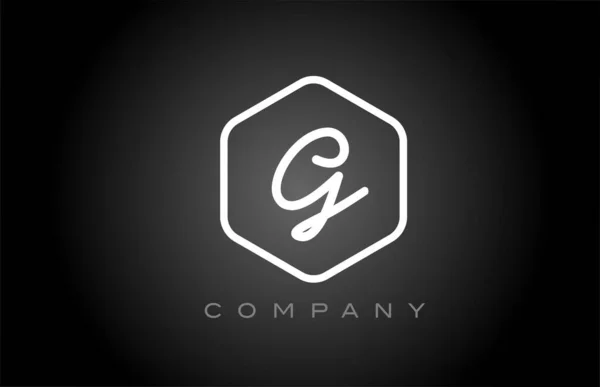 Altıgen Siyah Beyaz Alfabe Harfi Logo Ikonu Tasarımı Şirket Için — Stok Vektör